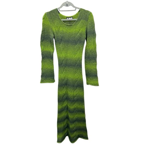 NWT Alohas Trenza Green Knit Maxi Dress Wool Mohair Blend Long Sleeve S - Picture 6 of 14